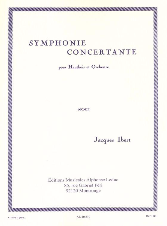 Ibert, Jacques SYMPHONIE CONCERTANTE für Oboe und Klavier